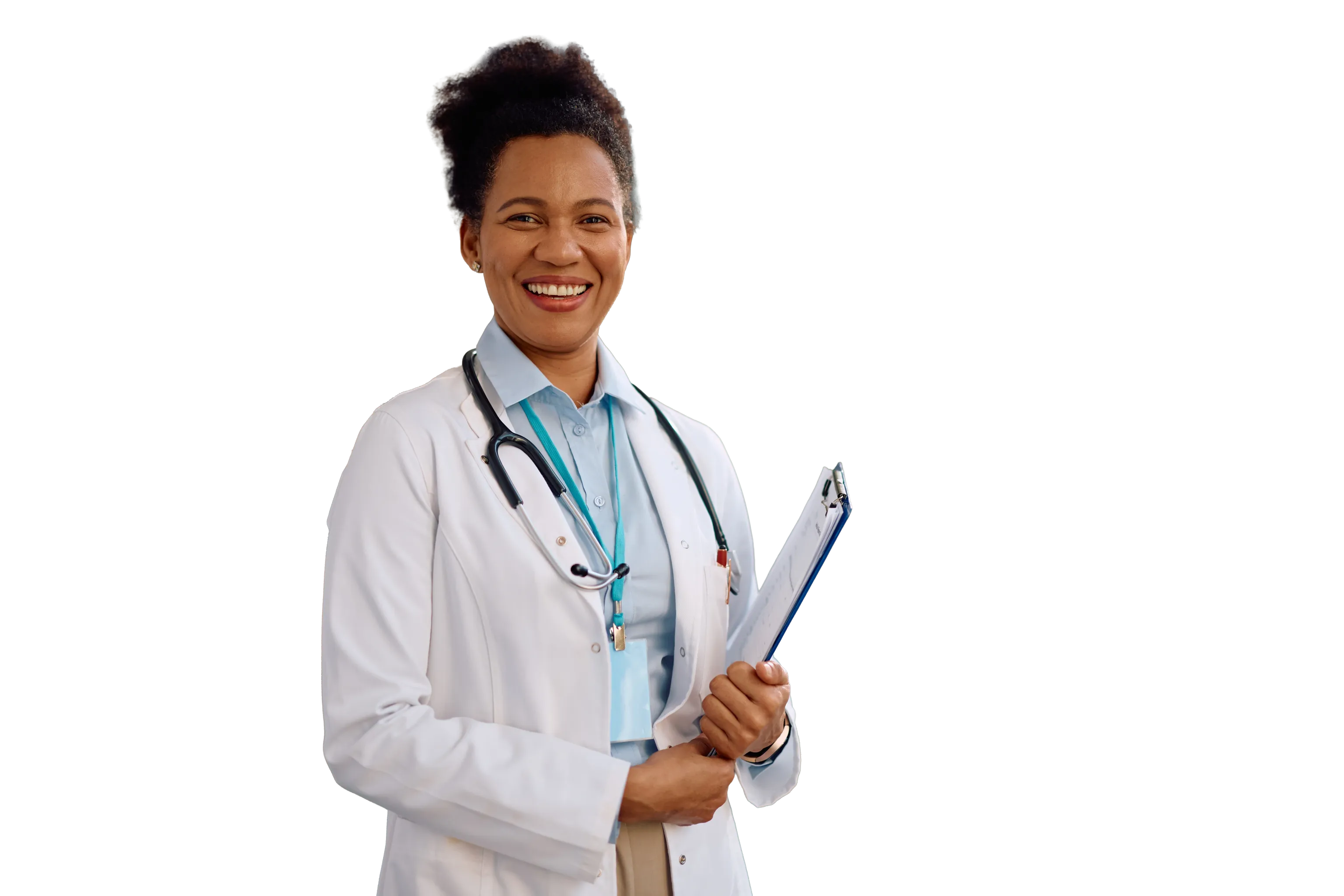 Smiling doctor talking with a patient (actor portrayal)